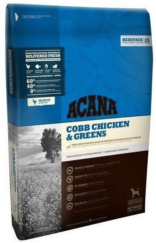 acana adult cobb chicken & greens all breeds 17kg dla dorosłych psów z kurczakiem