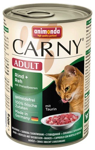 animonda carny adult wołowina, sarna i borówka puszka 400g  zestaw 12szt. karma mokra dla kota