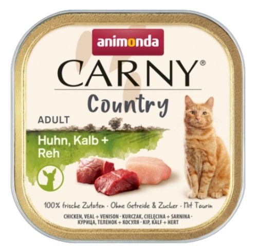 animonda carny country adult kurczak, cielęcina i sarnina tacka 100g karma mokra dla kota