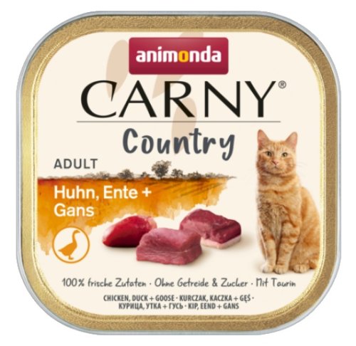 animonda carny country adult kurczak, kaczka i gęś tacka 100g karma mokra dla kota