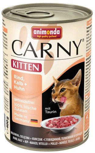 animonda carny kitten wołowina i kurczak puszka 400g  zestaw 6szt. karma mokra dla młodych kotów