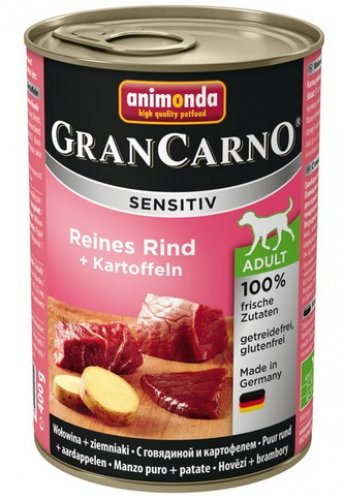 animonda grancarno sensitiv wołowina i ziemniaki 400g  zestaw 24szt. lekkostrawna karma dla psów wrażliwych