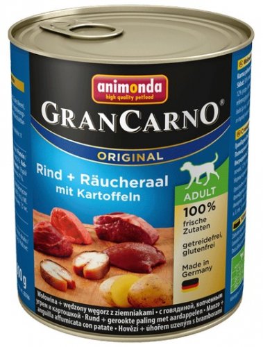 animonda grancarno wołowina i węgorz 800g puszka  zestaw 6szt. karma mokra dla psa