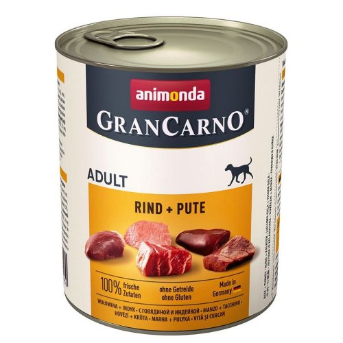 animonda grancarno wołowina i indyk 800g puszka  zestaw 12szt. karma mokra dla dorosłych psów