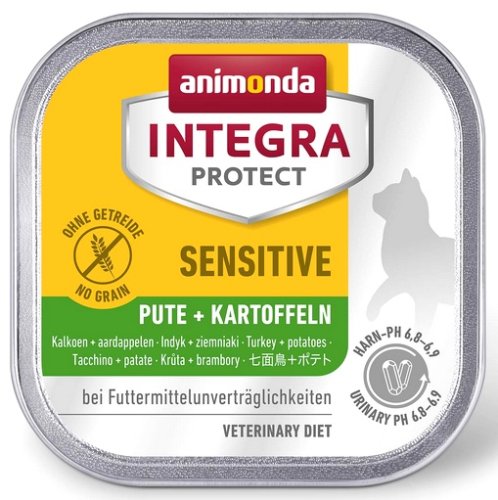 animonda integra protect sensitive dla kota - z indykiem i ziemniakami tacka 100g karma mokra dla kota
