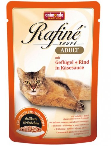 animonda rafine soupe adult drób i wołowina w sosie serowym saszetka 100g karma mokra dla kota