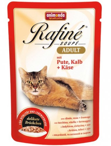 animonda rafine soupe adult indyk i cielęcina i ser saszetka 100g karma mokra dla kota
