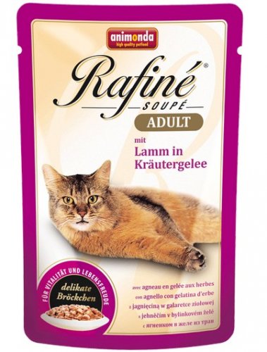 animonda rafine soupe adult jagnię w galaretce ziołowej saszetka 100g  zestaw 24szt. karma mokra dla kota