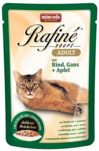 animonda rafine soupe adult wołowina, gęś i jabłko saszetka 100g  zestaw 24szt. karma mokra dla kota