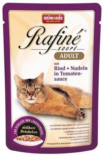 animonda rafine soupe adult wołowina i makaron w sosie pomidorowym saszetka 100g karma mokra dla kota