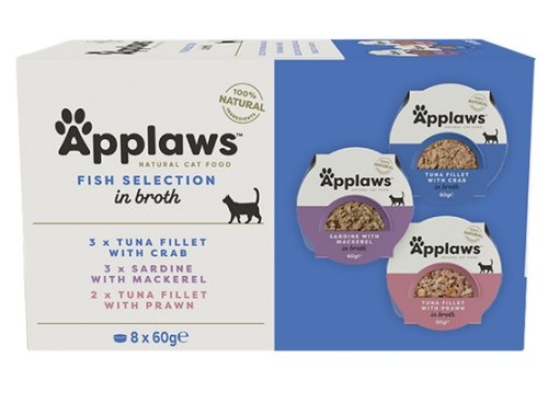applaws miseczki dla kota fish selection multi pack 8x60g karma mokra dla kota