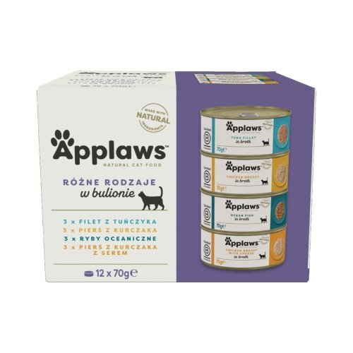 applaws multipack mix puszki w bulionie 12x70g dla dorosłych kotów