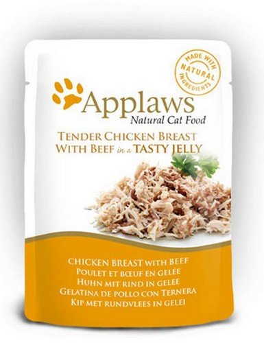 applaws saszetka dla kota kurczak z wołowiną w galaretce 70g  zestaw 12szt. karma mokra dla kota