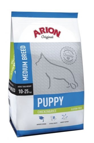 arion original puppy medium chicken & rice 12kg bezglutenowa karma dla szczeniąt średnich ras