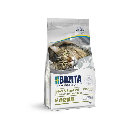 bozita cat indoor & sterilised chicken 400g dla kotów dorosłych przebywających w domu, wysterylizowanych