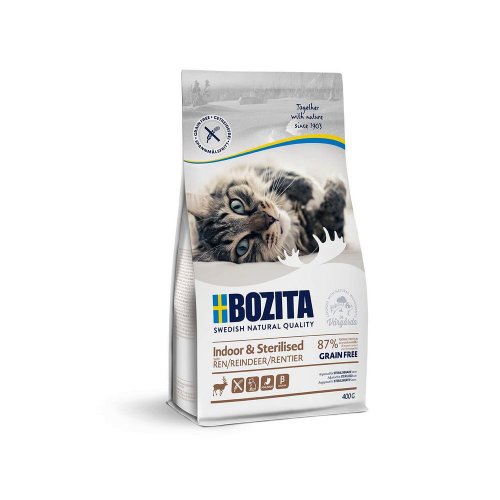 bozita cat indoor & sterilised elk 400g z reniferem, bez zbóż