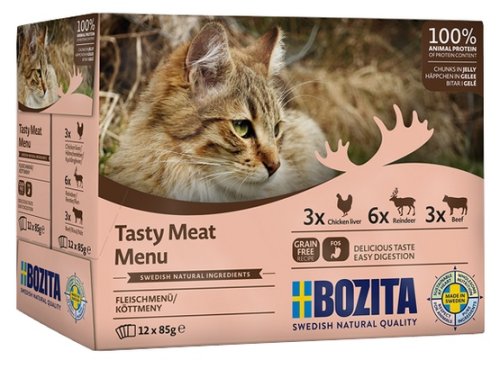 bozita cat multibox z mięsem w galaretce saszetki 12x85g karma mokra dla kota
