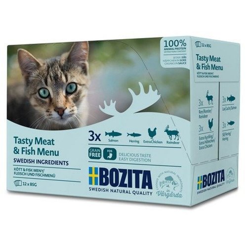 bozita cat saszetki multibox z mięsem i rybą w sosie 12x85g karma mokra dla kota