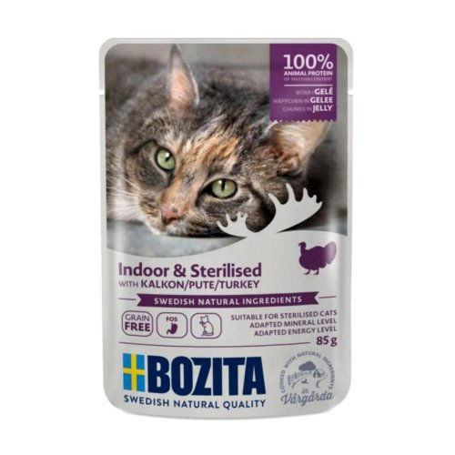 bozita cat indoor & sterilised z indykiem w galarecie saszetka 85g karma mokra dla kota