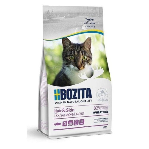 bozita cat hair & skin salmon 400g z łososiem, na piękną sierść