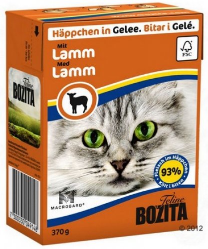 bozita dla kota z jagnięciną kawałki w galaretce kartonik 370g  zestaw 6szt. karma mokra dla kota