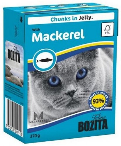 bozita dla kota z makrelą kawałki w galaretce kartonik 370g  zestaw 6szt. karma mokra dla kota