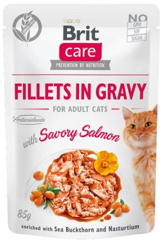 brit care cat fillets in gravy savory salmon saszetka 85g karma mokra dla kota