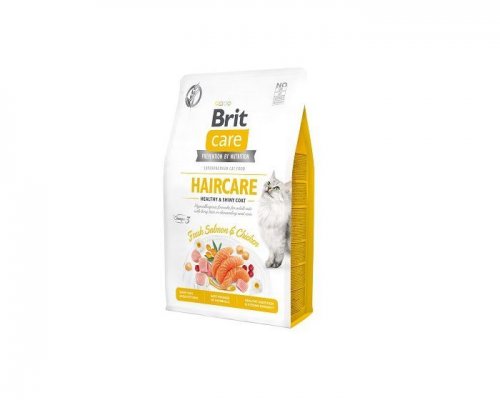 brit care cat grain-free haircare 2kg  bezzbożowa, hypoalergiczna formuła dla dorosłych kotów wymagających szczególnej pielęgnacji sierści