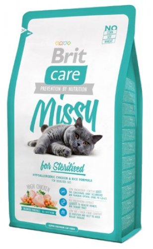 brit care cat missy for sterilised chicken & rice 7kg dla kotów sterylizowanych