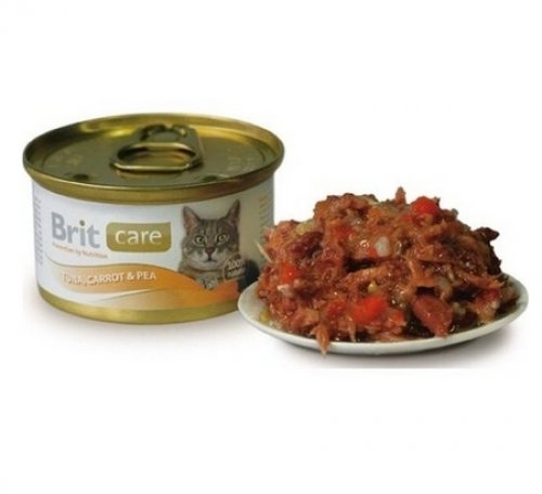 brit care cat tuna, carrot & pea 80g puszka  karma z tuńczykiem i marchewka z groszkiem