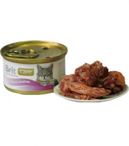 brit care cat tuna & salmon 80g puszka dla dorosłych kotów z tuńczykiem i łososiem