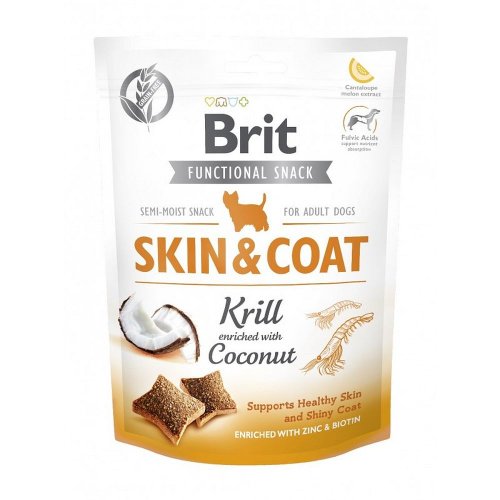 brit care functional snack skin&coat krill 150g wsparcie zdrowia skóry i sierści