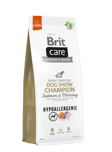 brit care dog hypoalergenic show champion 12kg z łososiem i śledziem dla psów wystawowych