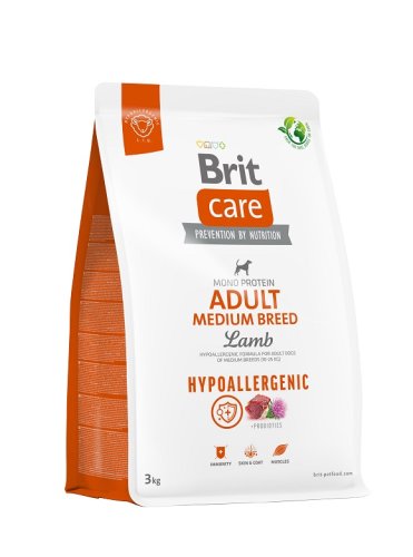 brit care dog hypoalergenic adult medium lamb 3kg dla dorosłych psów średnich ras z jagnięciną