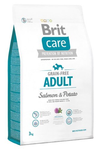 brit care grain free adult salmon & potato 3kg dla dorosłych z łososiem i ziemniakami