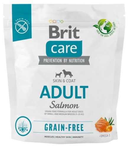 brit care grain free adult small & medium salmon 1kg karma sucha dla psa