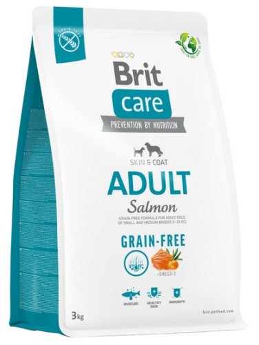 brit care grain free adult small & medium salmon 3kg karma sucha dla psa