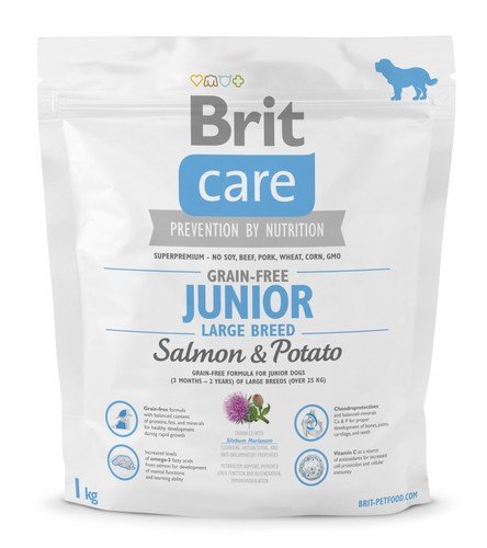 brit care grain free junior large salmon & potato 1kg dla młodych psów dużych ras z łososiem i ziemniakami