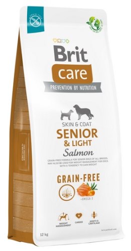 brit care grain free senior & light salmon 12kg karma sucha dla psa