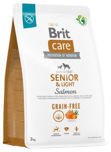 brit care grain free senior & light salmon 3kg karma sucha dla psa
