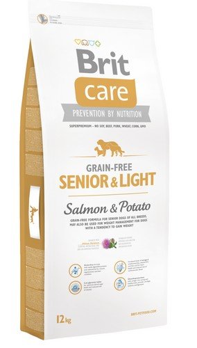 brit care grain free senior & light salmon & potato 12kg dla psów z nadwagą i seniorów
