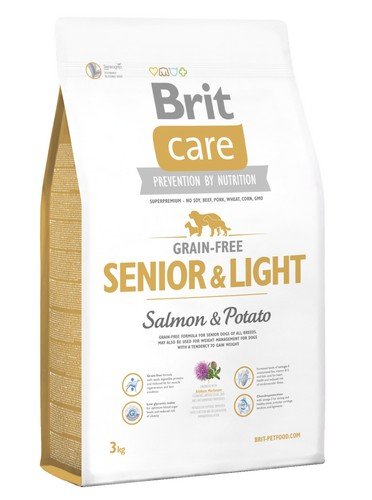 brit care grain free senior & light salmon & potato 3kg dla psów z nadwagą i seniorów