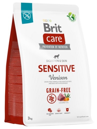 brit care grain free sensitive venison 3kg karma sucha dla psa