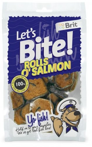 brit care let's bite dog rolls o'salmon 400g 