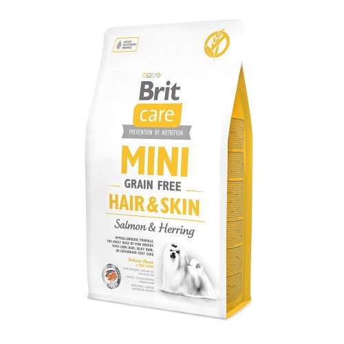 brit care mini grain free hair & skin salmon 7kg  dla małych ras z łososiem na piękną sierść