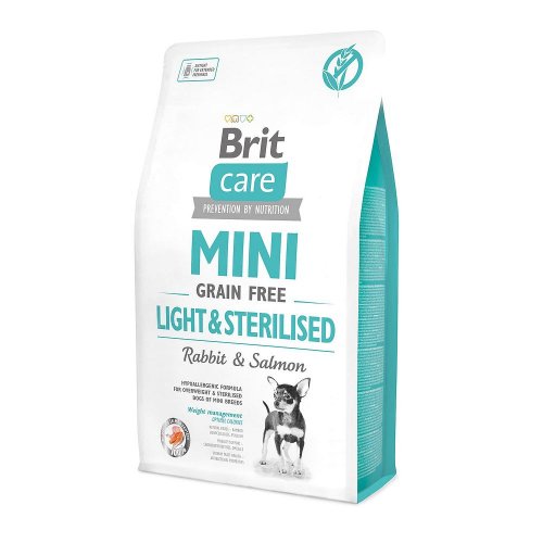 brit care mini grain free light & sterilised rabbit 2kg dla małych ras sterylizowanych lub z nadwagą z królikiem 