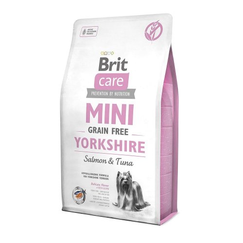 brit care mini grain free yorkshire 2kg z łososiem i tuńczykiem dla yorków