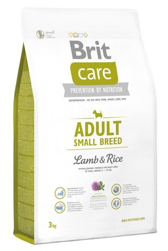 brit care adult small breed lamb & rice 3kg dla dorosłych psów małych ras z jagnięciną