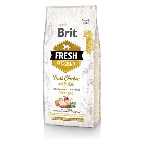 brit fresh adult great life chicken & potato 12kg z kurczakiem i ziemniakami dla dorosłych psów