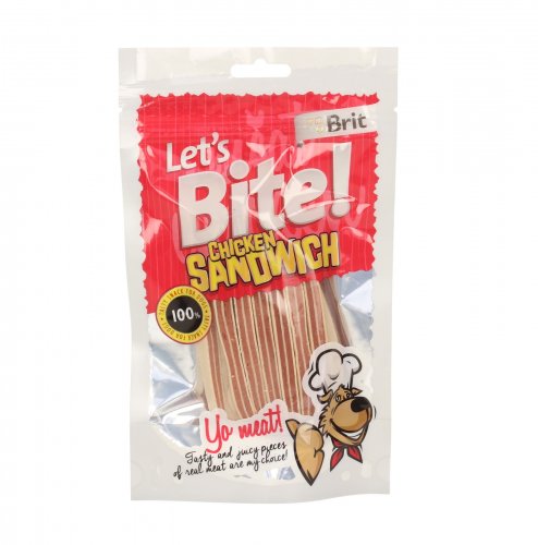 brit let's bite dog chicken sandwich 80g  zestaw 10szt. przysmak dla psa